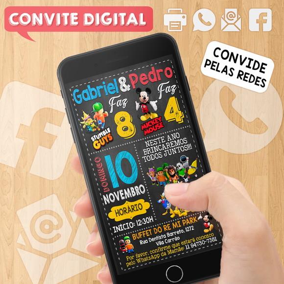 Convite Digital Aniversário para Irmãos ou Amigos Dois Temas