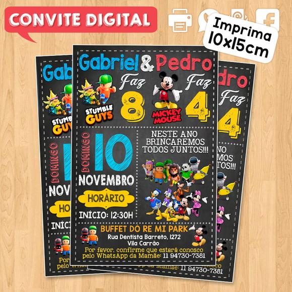 Convite Digital Aniversário para Irmãos ou Amigos Dois Temas