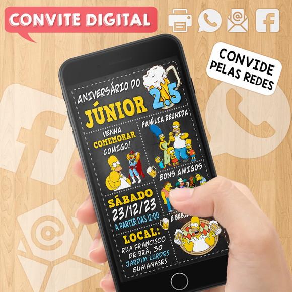 Convite Digital Aniversário Parabéns Tema Simpsons