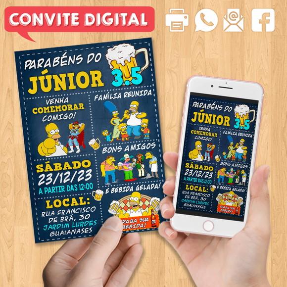 Convite Digital Aniversário Parabéns Simpsons