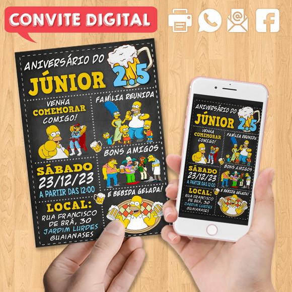 Convite Digital Aniversário Parabéns Tema Simpsons