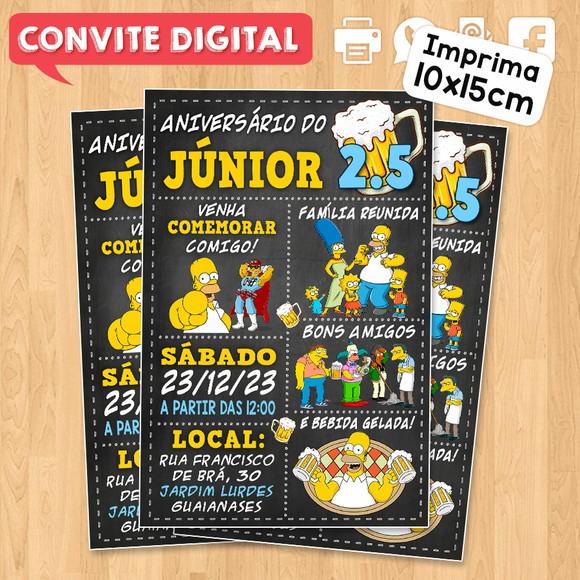 Convite Digital Aniversário Parabéns Tema Simpsons