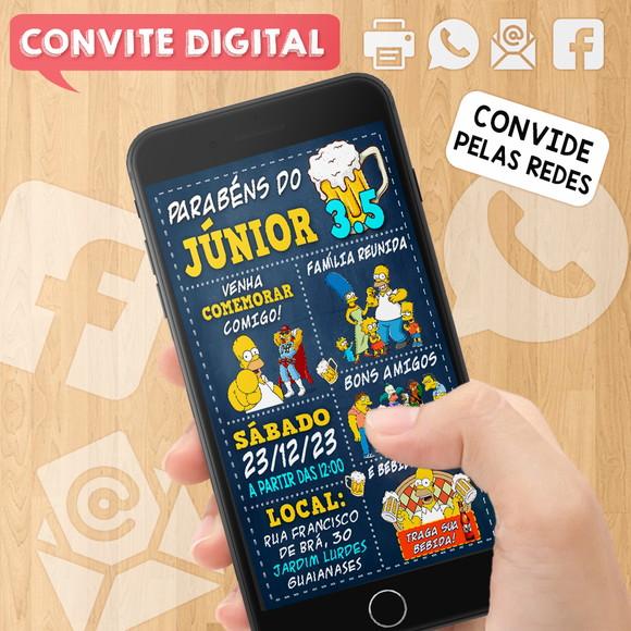 Convite Digital Aniversário Parabéns Simpsons