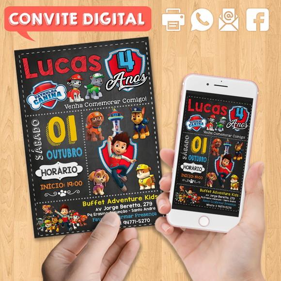 Convite Digital Aniversário Patrulha Canina
