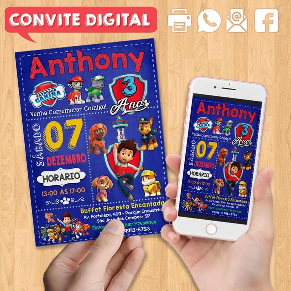 Convite Digital Aniversário Patrulha Canina