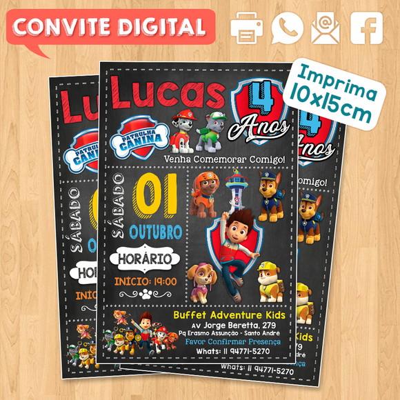 Convite Digital Aniversário Patrulha Canina
