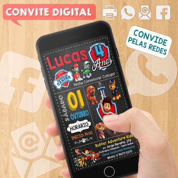 Convite Digital Aniversário Patrulha Canina