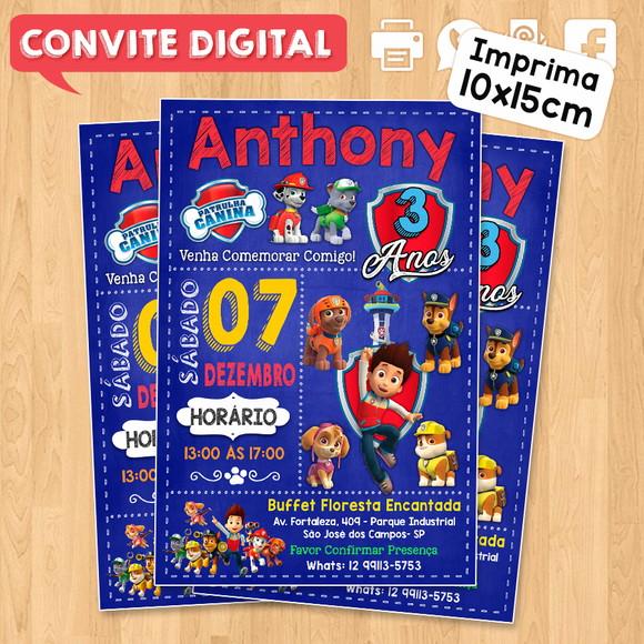 Convite Digital Aniversário Patrulha Canina
