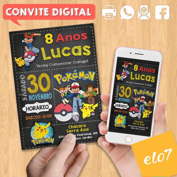Convite Digital Aniversário Pokemon