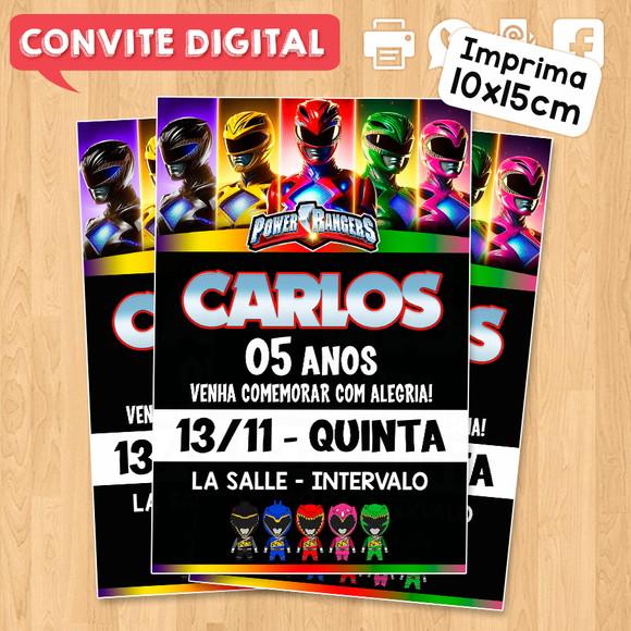 Convite Digital Aniversário Power Rangers