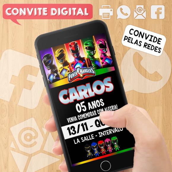 Convite Digital Aniversário Power Rangers