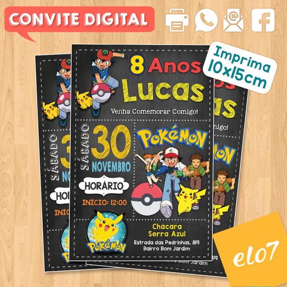 Convite Digital Aniversário Pokemon