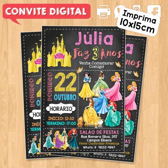 Convite Digital Aniversário Princesas Disney