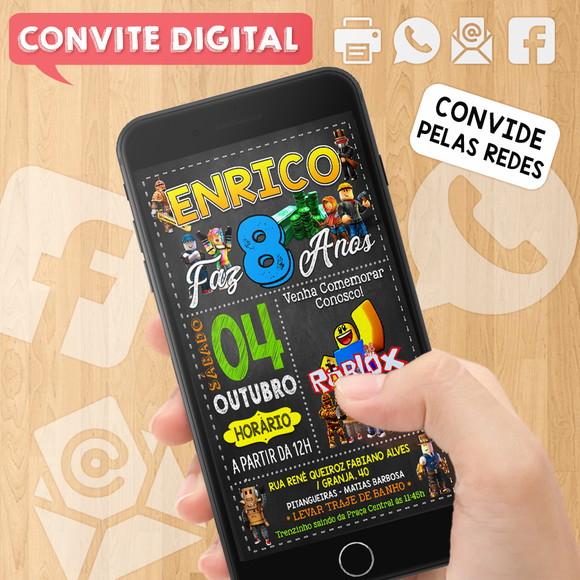Convite Digital Aniversário Roblox