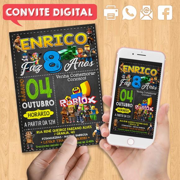 Convite Digital Aniversário Roblox