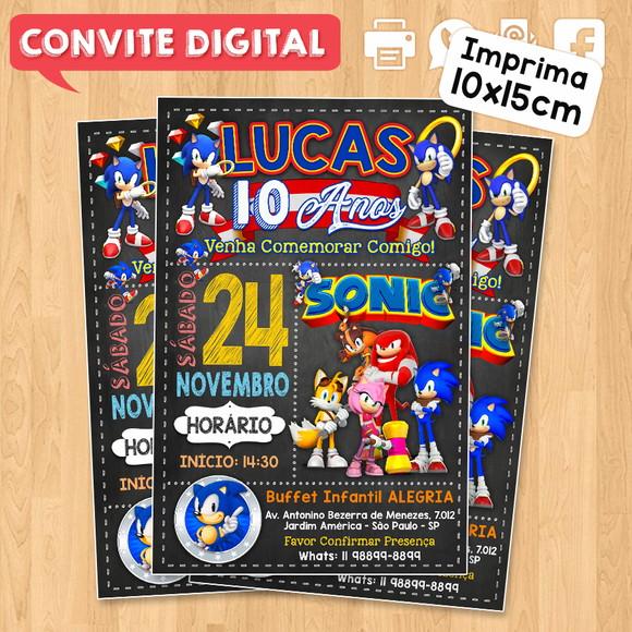 Convite Digital Aniversário Sonic 10 Anos