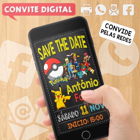 Convite Digital Aniversário Save The Date Pokemon