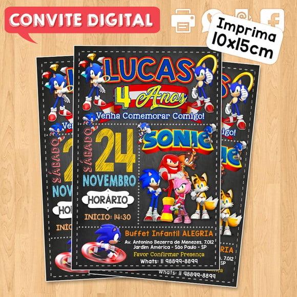 Convite Digital Aniversário Sonic 4 Anos