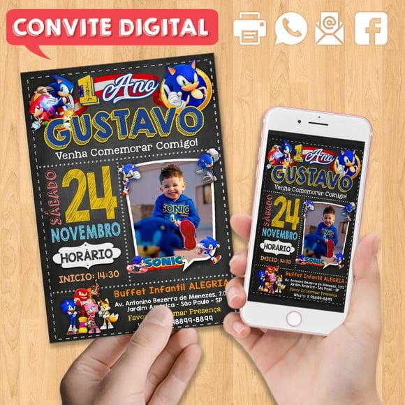 Convite Digital Aniversário Sonic com Foto