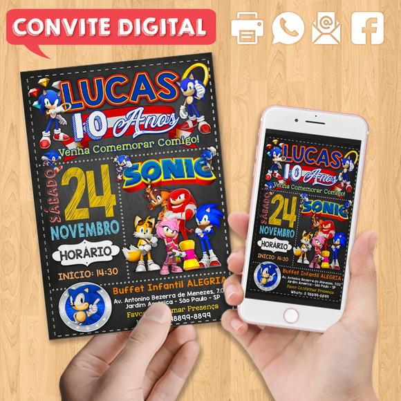 Convite Digital Aniversário Sonic 10 Anos