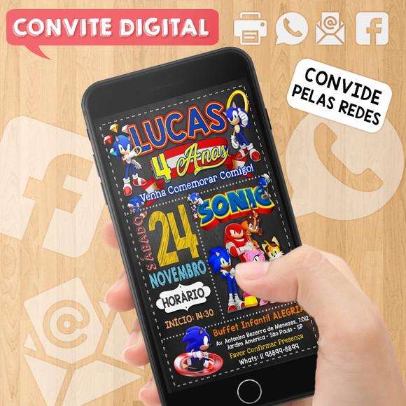 Convite Digital Aniversário Sonic 4 Anos
