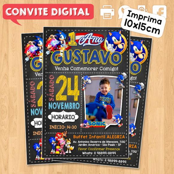 Convite Digital Aniversário Sonic com Foto