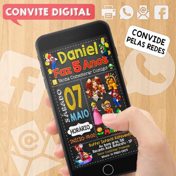 Convite Digital Aniversário Super Mario Bros