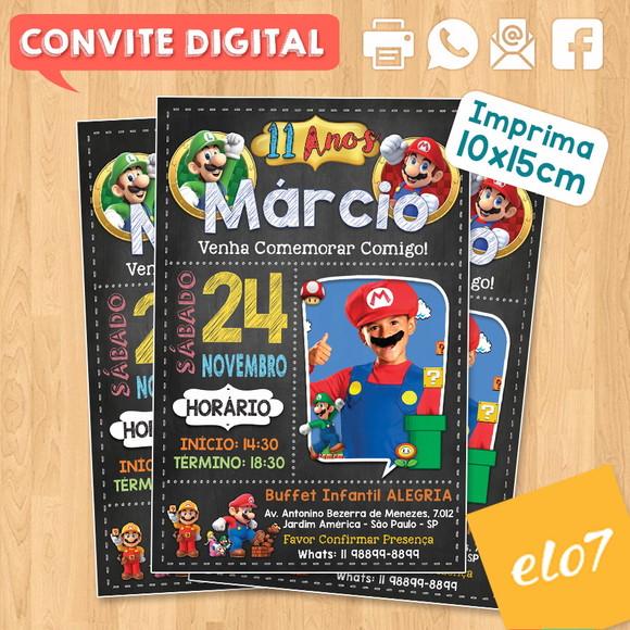 Convite Digital Aniversário Super Mario Bros