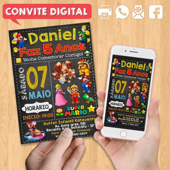 Convite Digital Aniversário Super Mario Bros
