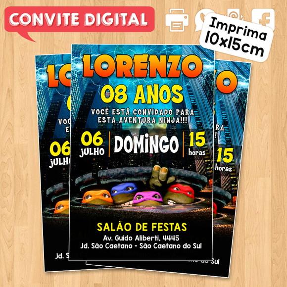 Convite Digital Aniversário Tartarugas Ninja