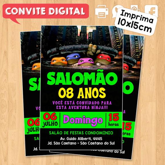 Convite Digital Aniversário Tartarugas Ninja