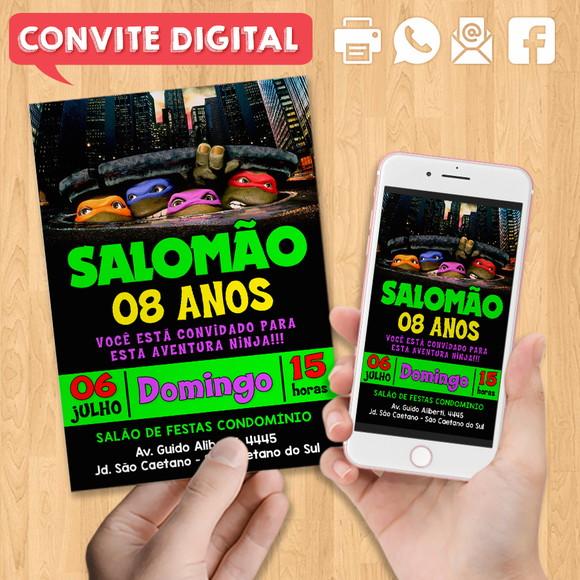 Convite Digital Aniversário Tartarugas Ninja