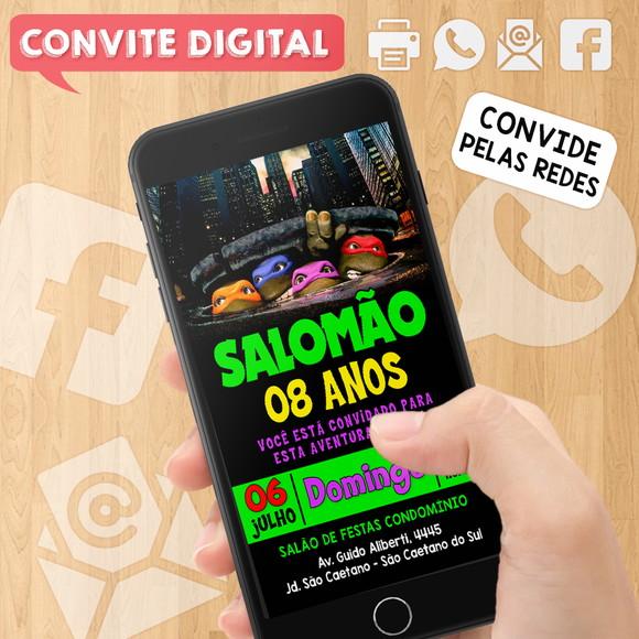 Convite Digital Aniversário Tartarugas Ninja