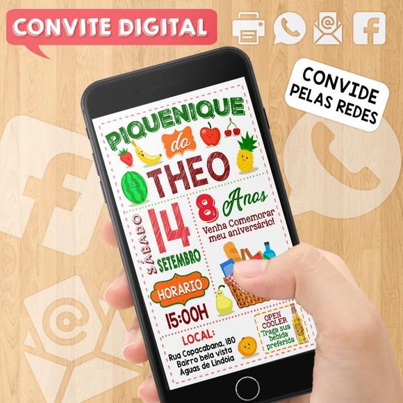 Convite Digital Aniversário Tema Piquenique