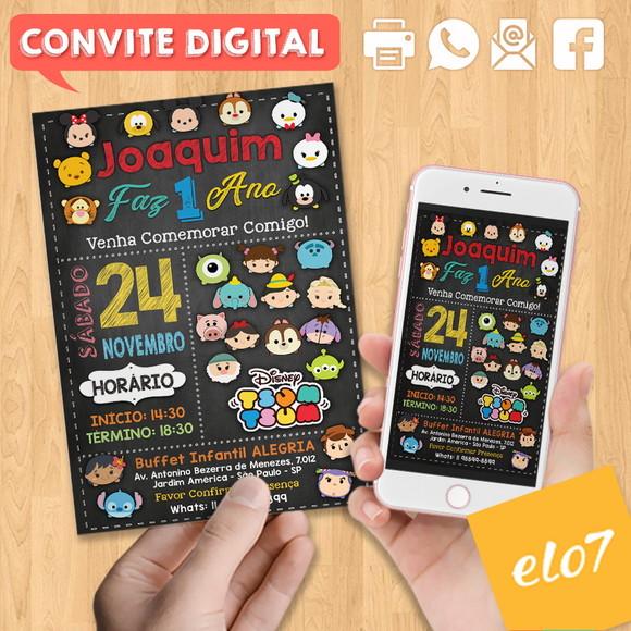 Convite Digital Aniversário Tsun Tsun Disney