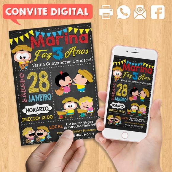 Convite Digital Aniversário Turma da Monica Chico Toys