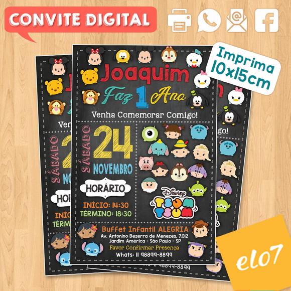 Convite Digital Aniversário Tsun Tsun Disney