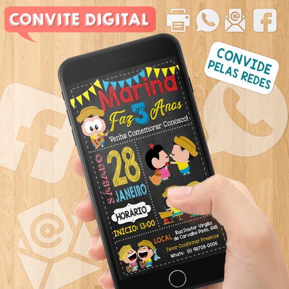 Convite Digital Aniversário Turma da Monica Chico Toys