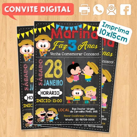 Convite Digital Aniversário Turma da Monica Chico Toys