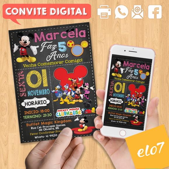 Convite Digital Aniversário Turma Do Mickey