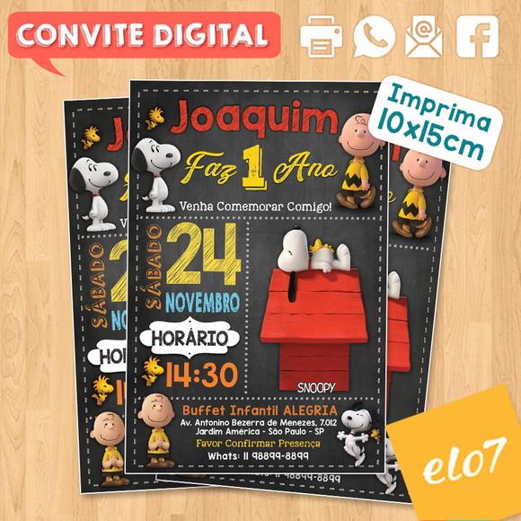 Convite Digital Aniversário Turma Do Snoopy