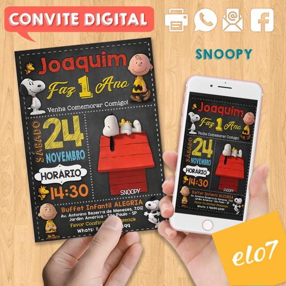 Convite Digital Aniversário Turma Do Snoopy