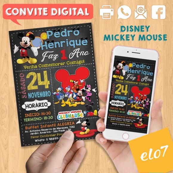 Convite Digital Aniversário Turma Do Mickey