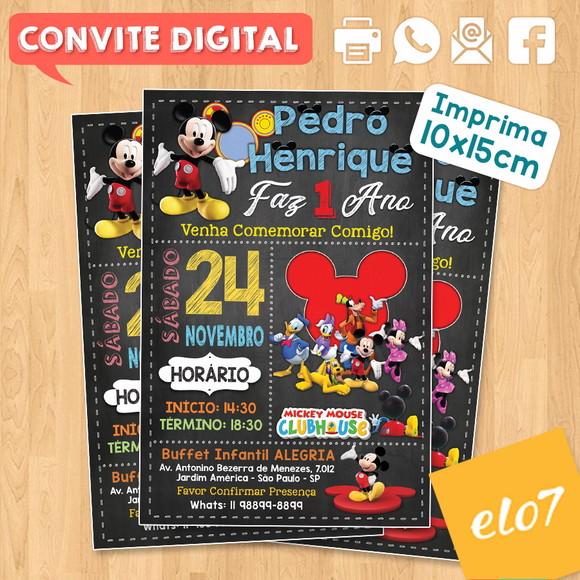 Convite Digital Aniversário Turma Do Mickey