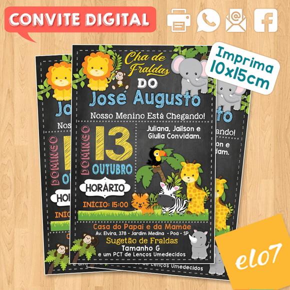 Convite Digital Chá De Fraldas Safari Zoológico Bichos