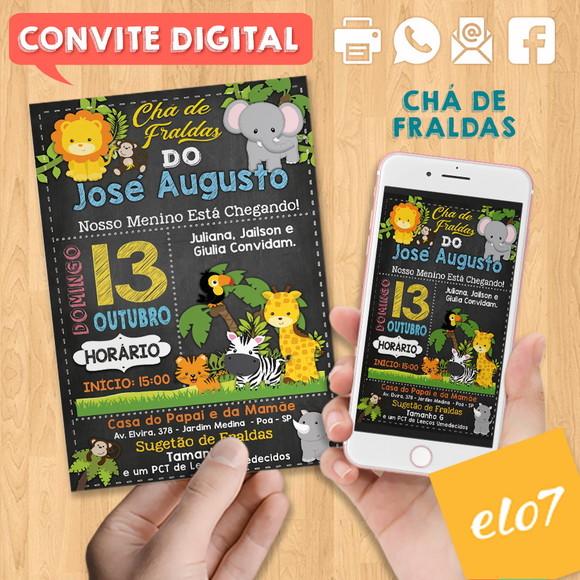 Convite Digital Chá De Fraldas Safari Zoológico Bichos