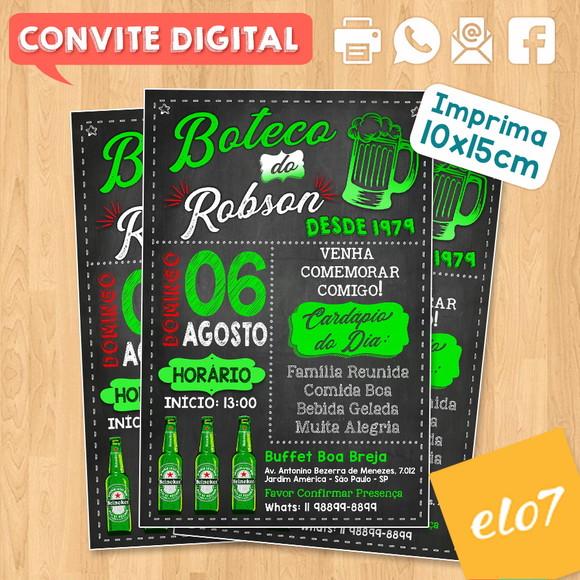Convite Digital Festa Aniversário Boteco Verde Do Robson