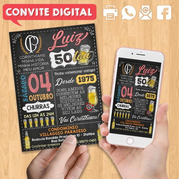 Convite Digital Festa de Aniversário 50 Anos Timão