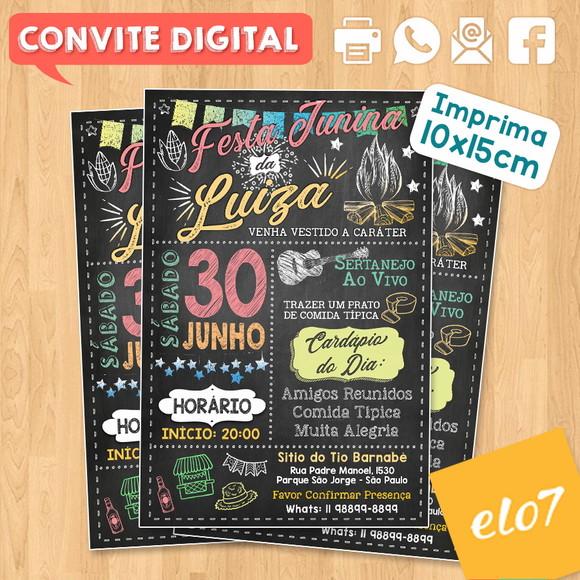 Convite Digital São João Arraial Festa Junina Da Luiza
