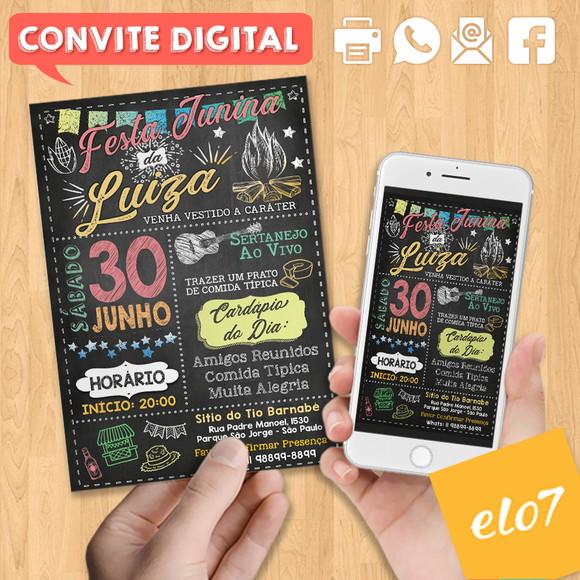 Convite Digital São João Arraial Festa Junina Da Luiza